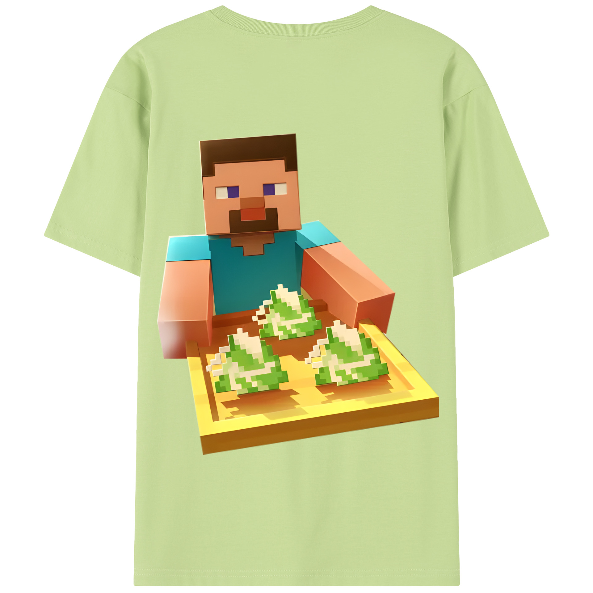 （画像用） マインクラフト ブロックの世界 Minecraft MC Block world 綿100％半袖Tシャツ（背面プリント）